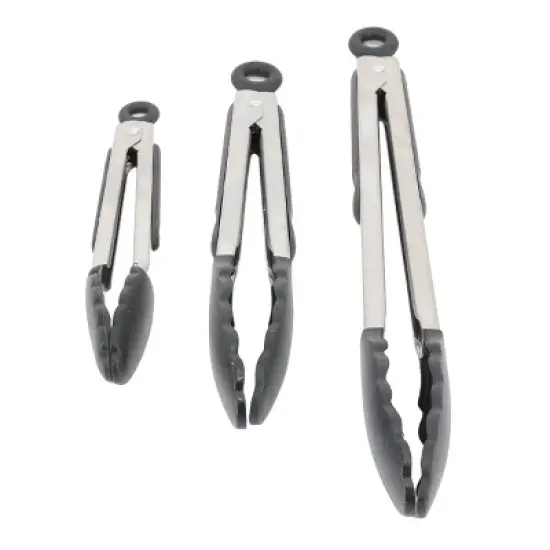 Oster Baldwyn 3 Piece Stainless Steel Kitchen Tongs Set in Black image {7}