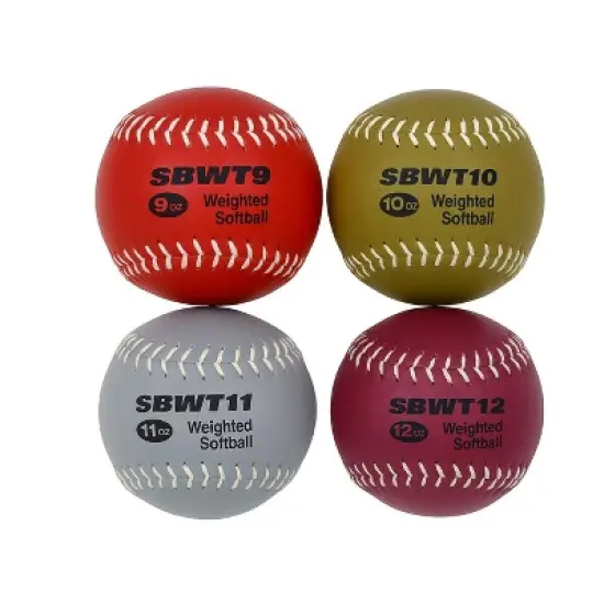 Markwort 12-Inch Softball Weighted Training Set &ndash; Set of 4 Balls (9 oz, 10 oz, 11 oz, 12 oz) &ndash; Leather Cover image {4}