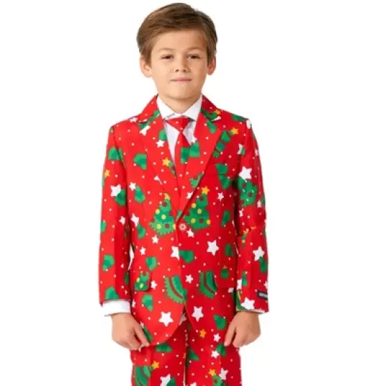 Suitmeister Boys Christmas Suit - Christmas Trees Stars Red image {2}