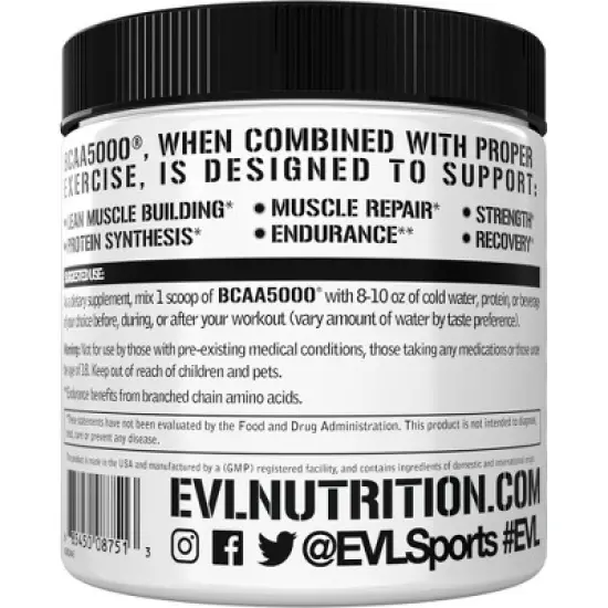 Evlution Nutrition BCAA5000 - Recovery & Endurance - Unflavored - 60 Servings image {2}