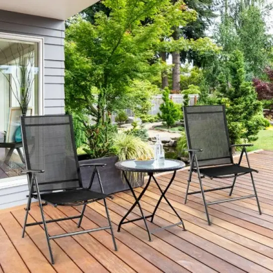 Costway Set of 2 Patio Folding Chair Recliner Adjustable  Black image {4}
