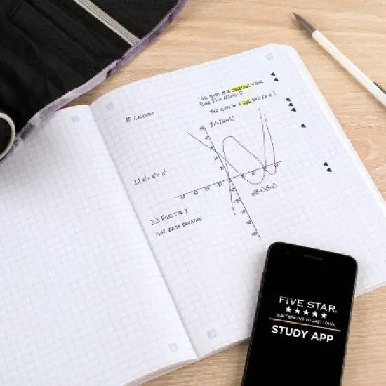 Five Star 80pg Graph Composition Notebook 9.75"x7.5": Quad Ruled, Flexible Cover, Acid-Free, Multicolored, Adult Stationery image {5}