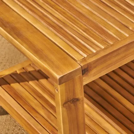 Grenada 6pc Acacia Wood Sofa Set - Teak/Red - Christopher Knight Home: Modular Sectional, Coffee Table image {2}