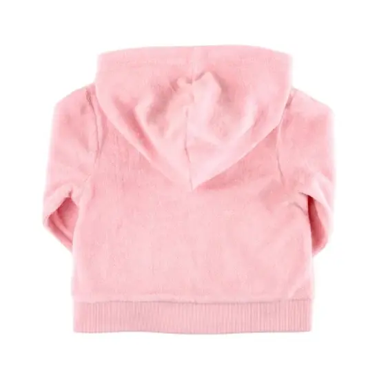RuffleButts Pink Terry Knit Ruffle Hoodie image {1}