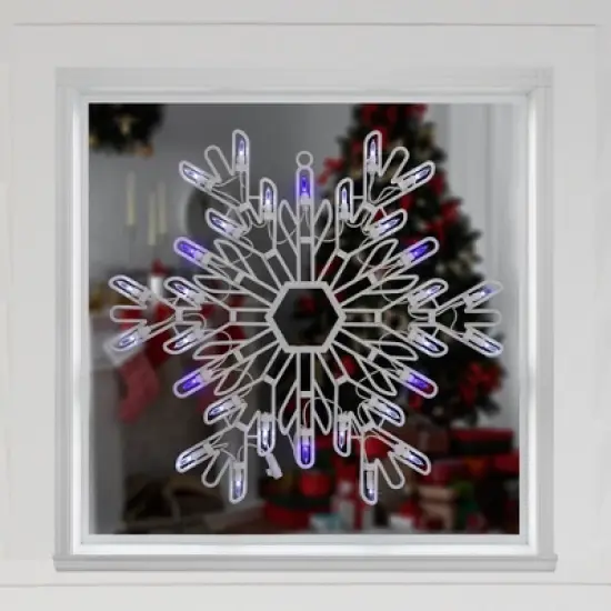 Northlight LED Lighted Snowflake Christmas Window Silhouette - 15" - Pure White and Blue image {2}