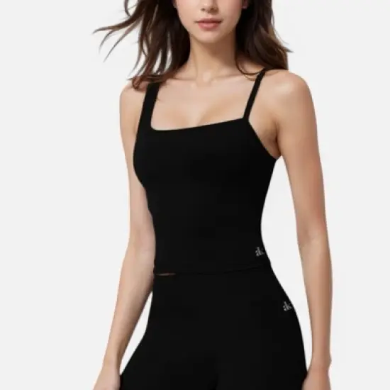 Anna-Kaci Active Women's Fitted Square Neck Tank Top with Spaghetti Straps image {7}