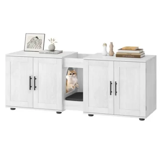 Litter Box Enclosure for 2 Cats, Cat House,Hidden Litter Box Enclosure Furniture,Wooden Enclosed Cat Litter Box Furniture,55&rdquo;L x 17.7&rdquo;W x 22.5&rdquo;H image {7}