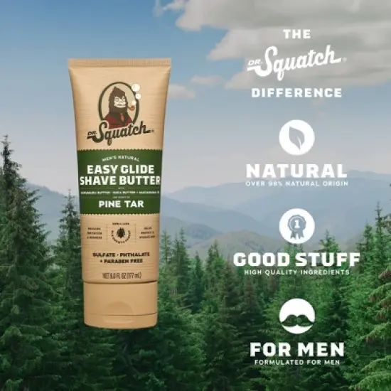 DR. SQUATCH Men's Natural Shave Butter - Pine Tar - 6 fl oz image {2}