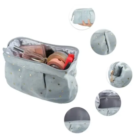 Unique Bargains Starry Pattern Velvet Makeup Bag 1 Pc image {2}