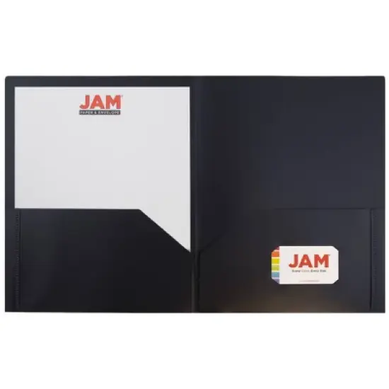 JAM 6pk POP 2 Pocket School Presentation Plastic Folders Black image {2}