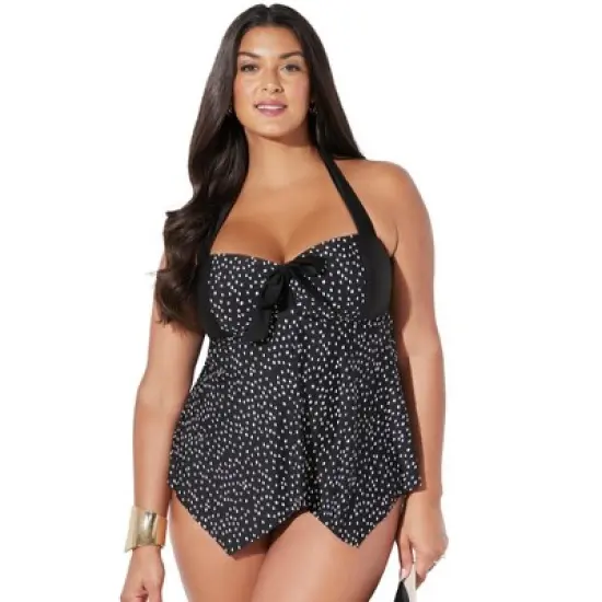 Swimsuits for All Women&rsquo;s Plus Size Bow Handkerchief Halter Tankini Top image {3}