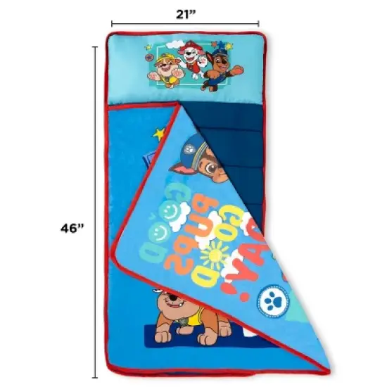 NoJo Paw Patrol "Good Pups Good Day" Toddler Nap Mat - Includes Attached Pillow and Fleece Blanket, Aqua, and Blue image {1}
