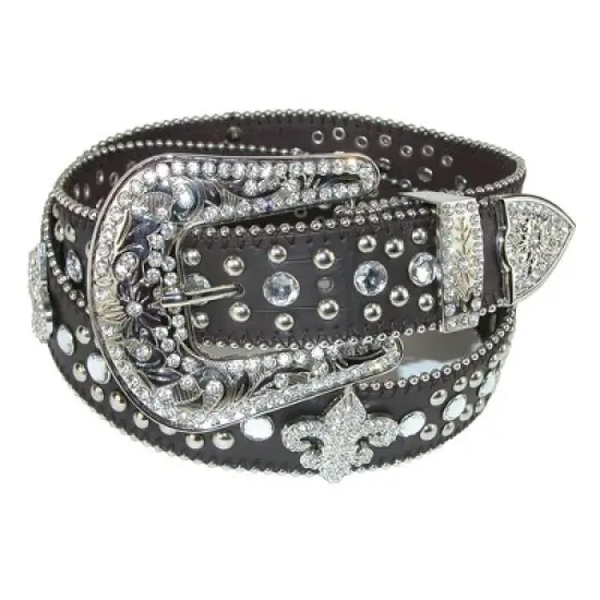 CTM Women's Fleur de Lis Studded Rhinestone Belt image {4}