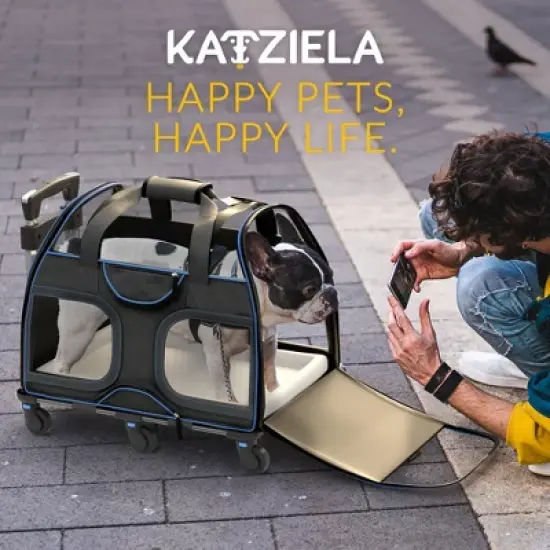Katziela Airline Compliant Wheeled Pet Carrier With Removable Wheels and Telescopic Handle image {7}