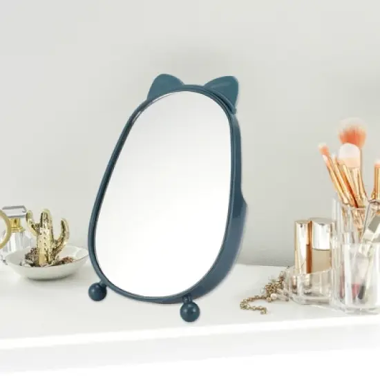 Unique Bargains Portable Cartoon Cat Ears Desktop Cosmetic Mirror 1 Pc image {2}