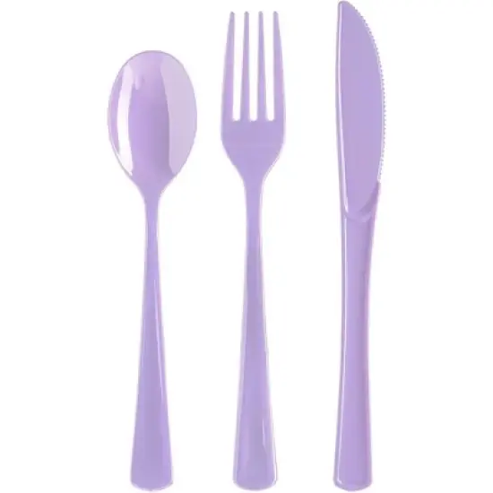Exquisite Solid Color Plastic Utensil Cutlery Set Forks Spoons Knives- 150 Pack image {20}