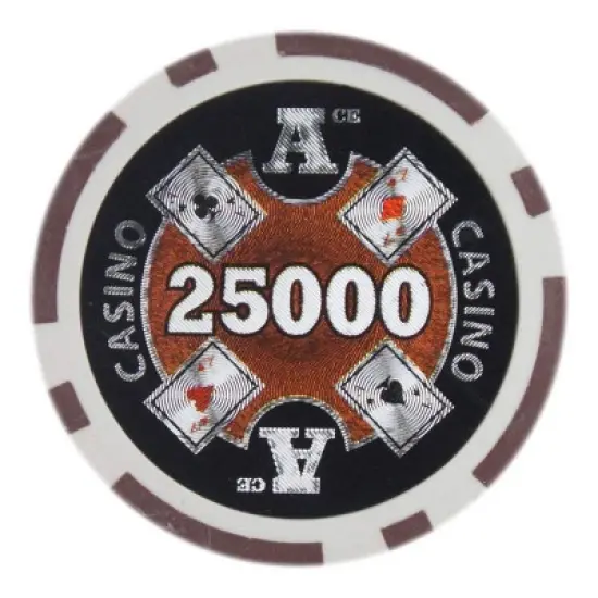 Slickblue 14-Gram Clay Composite Poker Chips 25-Pack, Laser Inlay, Casino Game Chips, Multicolor, $1-$25K image {9}