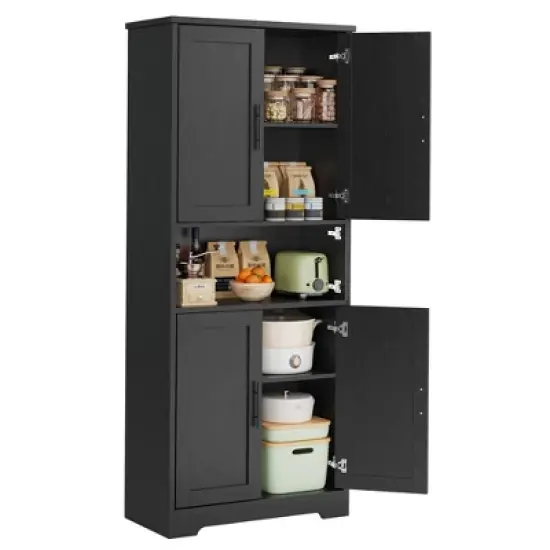 70-Inch Tall Kitchen Pantry Cabinet with 4 Doors and Adjustable Shelves, Freestanding Utility Hutch Cupboard, White image {1}