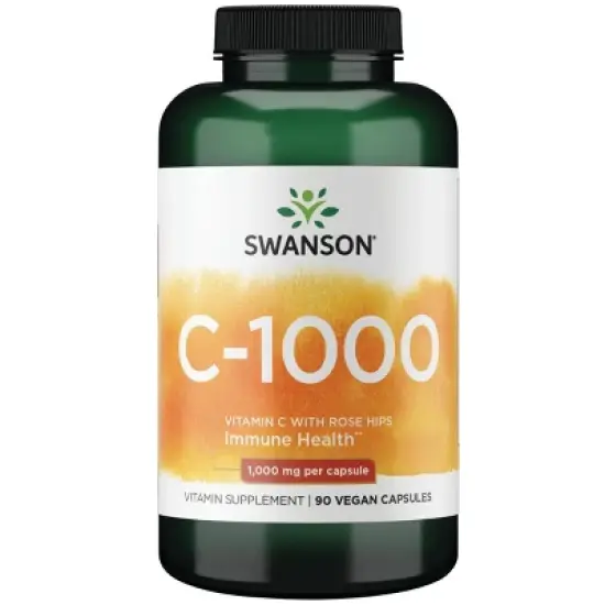 Swanson Vitamin C with Rose Hips, Provides Antioxidant Support & Promotes Immune System Health, 1,000 mg image {9}