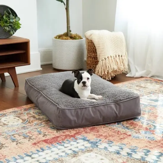 Kensington Garden Buster Deluxe Sherpa Rectangle Pillow Dog Bed - Gray image {2}