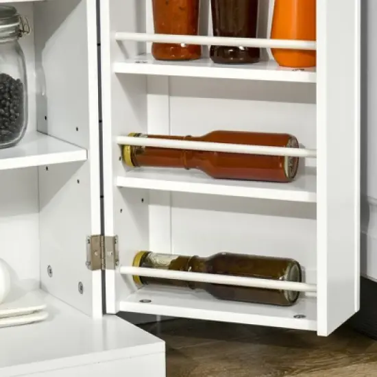 HOMCOM 41" Farmhouse Kitchen Pantry, Freestanding 2 Door Storage Cabinet with Adjustable Shelves for Living Room and Dinning Room,White image {5}