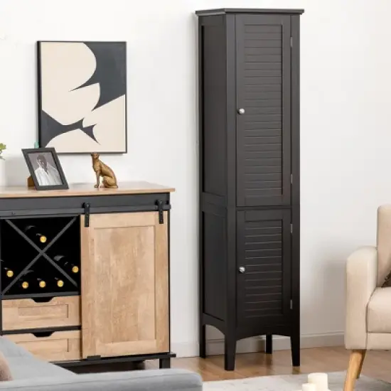 Costway Freestanding Bathroom Storage Cabinet Linen Tower Kitchen Living Room Grey\Black\Brown\White image {9}