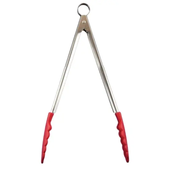 Cuisipro 12 Inch Stainless Steel Silicone Locking Tongs, Red image {4}