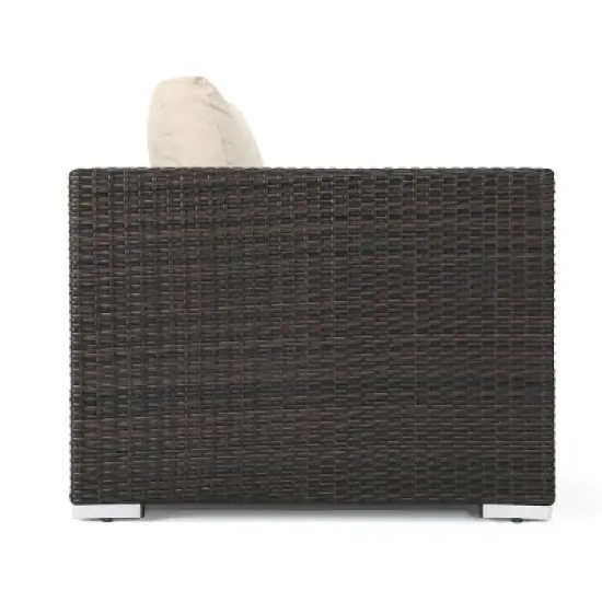 Christopher Knight Home 3pc Santa Rosa Wicker Outdoor Patio Sectional Sofa Multibrown/Beige image {12}