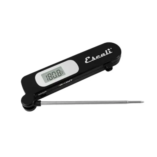 Escali Folding Digital Thermometer: Stainless Steel, Black, Kitchen & Refrigerator Use, -49 to 392&deg;F, Battery Included image {1}