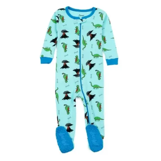Leveret Footed Sleeper Cotton Unicorn and Dinosaur Pajamas image {7}
