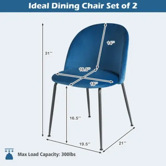 Tangkula Dining Chair Set of 4 Upholstered Velvet Chair Set w/ Metal Base for Living Room image {8}