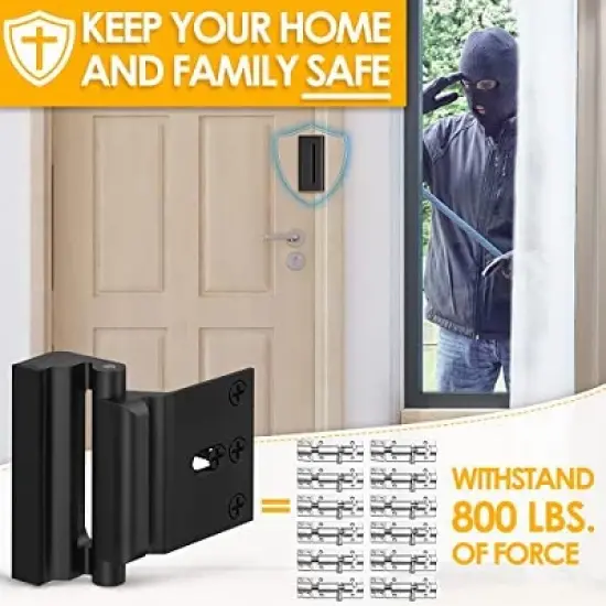 DOMETOUR Home Security Door Reinforcement Lock, Metal Child Safety Proof Front Door Latch, Extra High Security Interior Door Lock image {2}