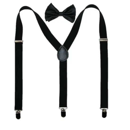 CTM Men's Solid Bow Tie with Suspender Set image {4}