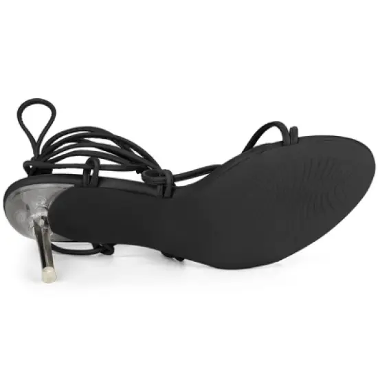 Allegra K Women's Lace Up Strappy Stiletto Heel Sandals image {4}