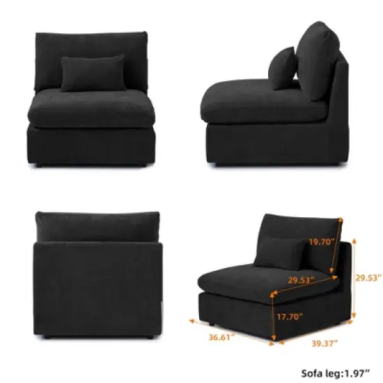 Modular Sectional Sofa with Ottoman,156" U Shaped Down Filled Cloud Couch,8 Seater Convertible Living Room Sets,Cover Washable and Replaceable image {10}