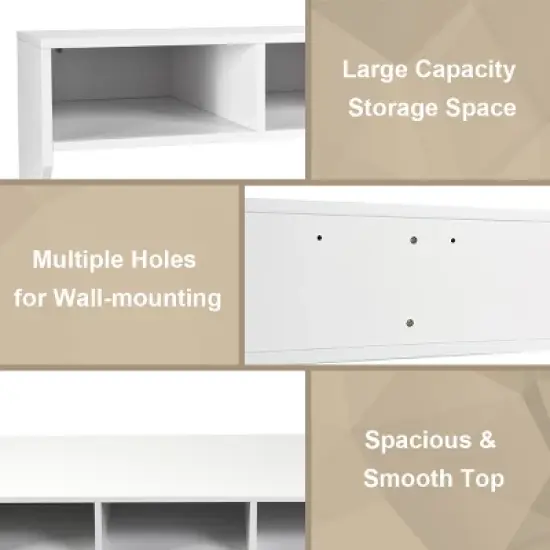 Wall Mounted Floating Computer Table Desk Home Office Furni Storage Shelf White image {7}
