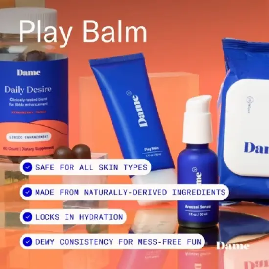 Dame Play Balm - Oil-Based Intimate Moisturizer + Massage Lotion for Women - 2 fl oz image {9}