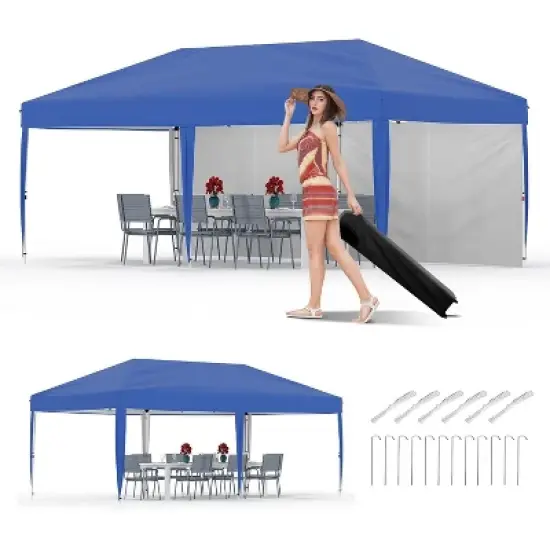 10x20 Pop Up Canopy with 2-Sidewall, Outdoor Tent with Portable Roller Bag - 3 Adjustable Height, 4 Weight Bags Stakes & 6 Guy Ropes image {7}