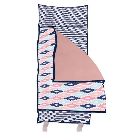 Bacati - Emma Coral Mint Navy Toddler Nap Mat image {3}