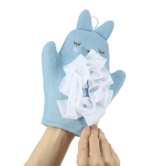 Unique Bargains Double Side Cartoon Shower Gloves for Bathroom 9.65"x7.28" 1 Pc image {4}