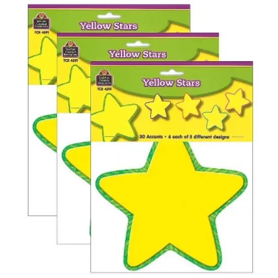 Teacher Created Resources Yellow Stars Accents 30 Per Pack 3 Packs (TCR4591-3) image {2}