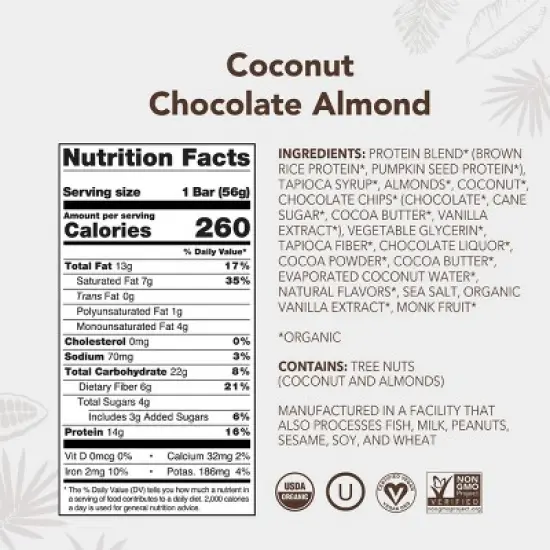 ALOHA Coconut Chocolate Almond Protein Bars - 9.88oz/5ct image {5}