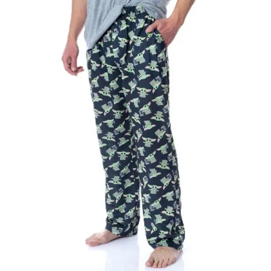 Star Wars Men's The Mandalorian Baby Yoda Grogu Cartoon Sleep Pajama Set Multicolored image {2}