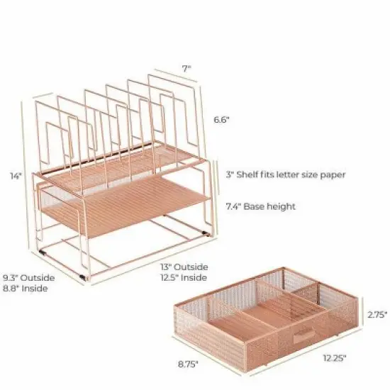 Blu Monaco Desk Organizer with File Sorters & Drawer image {10}