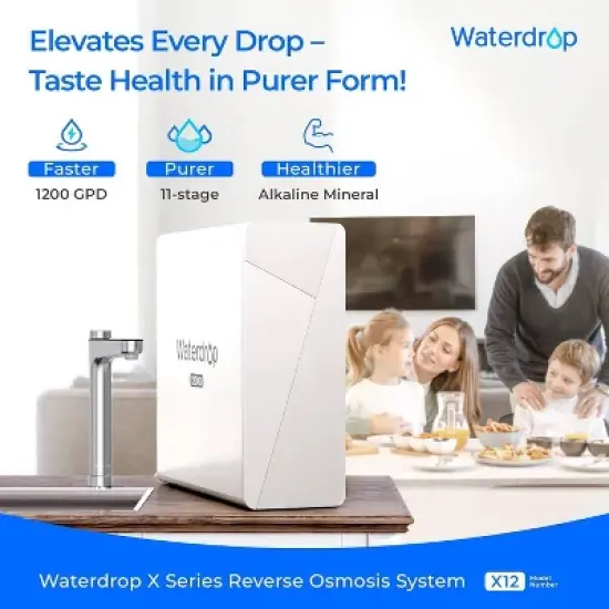 Waterdrop X12 Alkaline Mineral pH+ Tankless RO System Extra 3 WD-F2 and 1 WD-F1A Filter image {1}