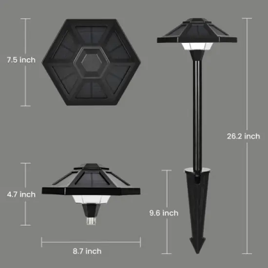 Gigalumi Black Plastic Solar LED Landscape Light , Warm White Waterproof Pathway Light 2-Pack image {5}