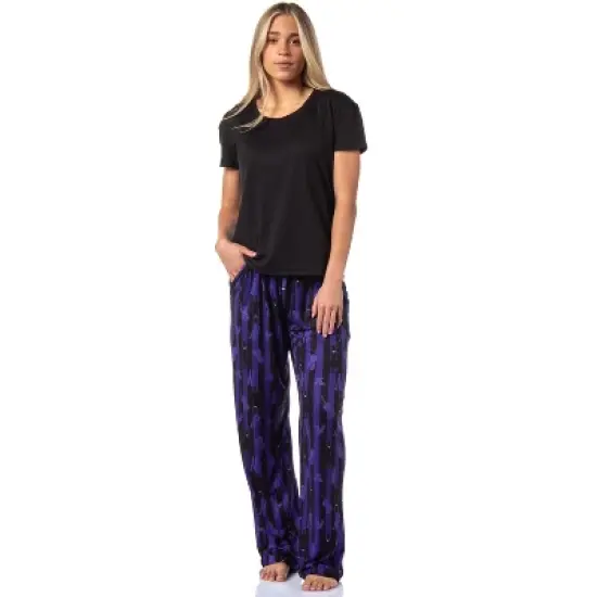 Wednesday Addams Women's Nevermore Academy Allover Print Sleep Pajama Pants Purple image {1}