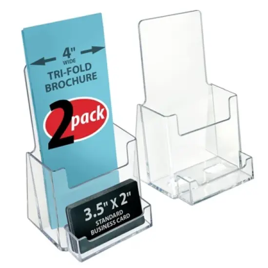Azar Displays Trifold Brochure Holder w/ Business Card Pocket. Inside Dimension: 4.125"W image {7}