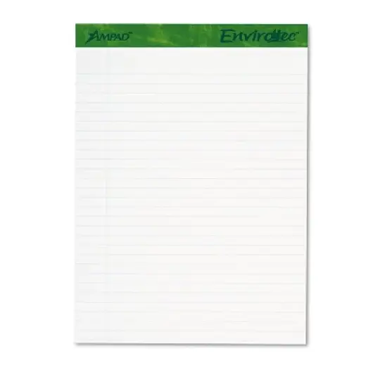 Ampad Earthwise Recycled Writing Pad 8 1/2 x 11 3/4 White 40 Sheets 4/Pack 40102 image {1}