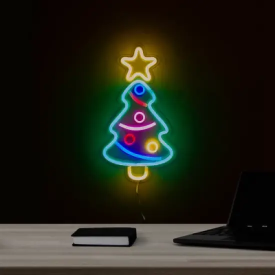 Northlight 15" LED Lighted Neon Christmas Tree Wall Sign image {1}